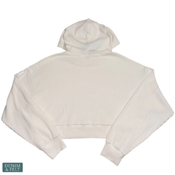 Alo Yoga Muse Hoodie Ivory Ribbed Cropped Pullover Soft Loungewear Studio Street - Picture 6 of 13